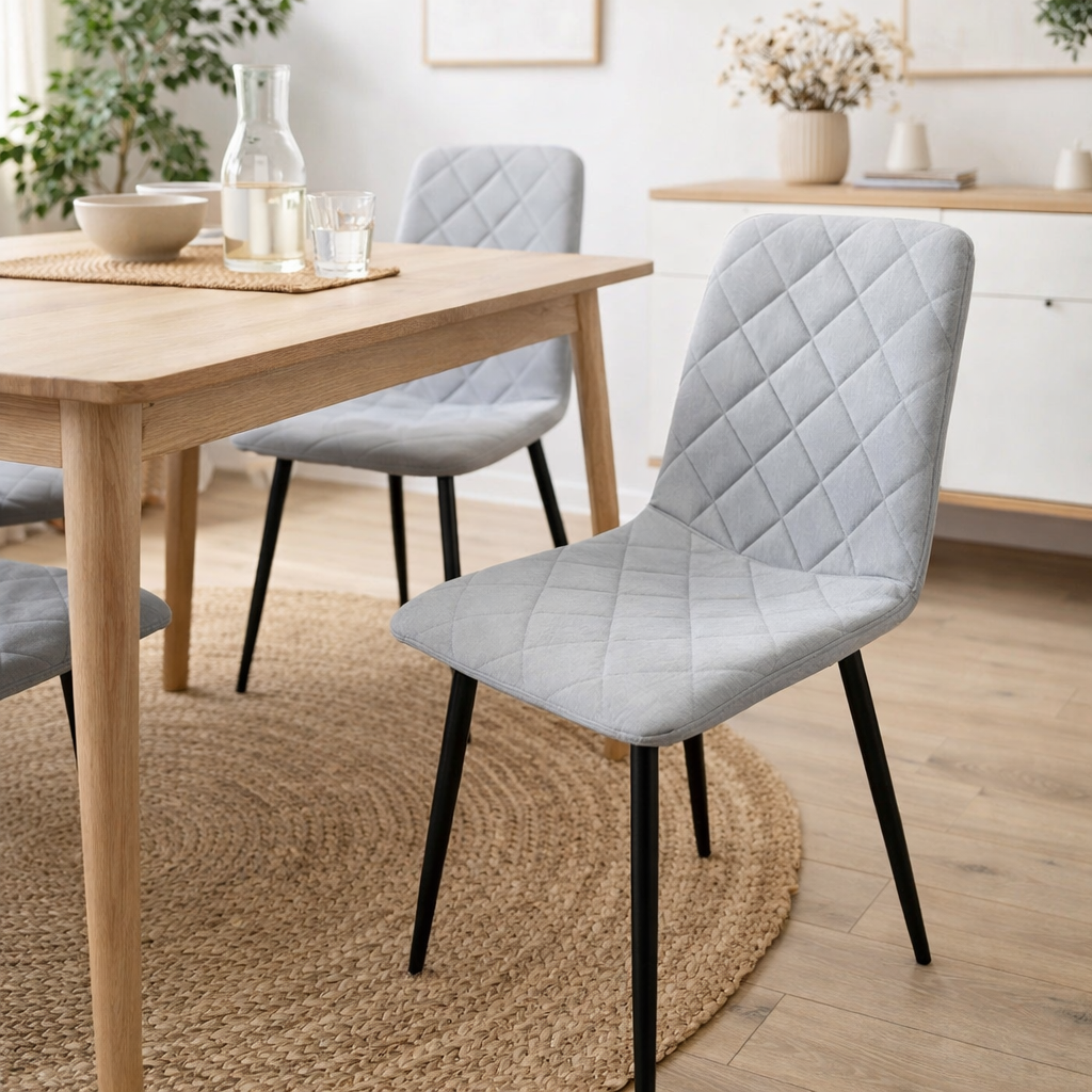 Silla de Comedor Sorrento, Gris Claro, con Espaldar y Diseño Moderno